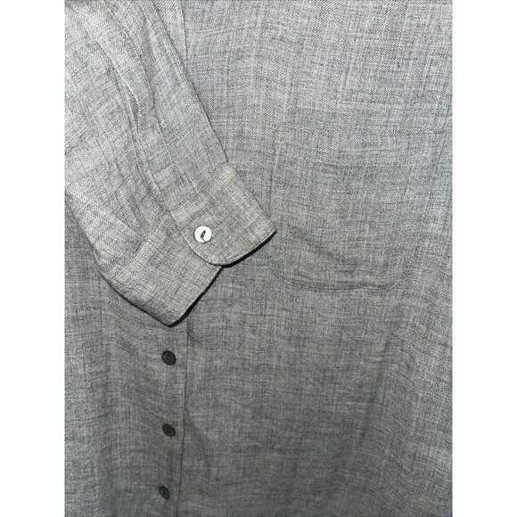J. Jill Womens Light Heathered Grey button up Blouse Med Petite business office - Picture 3 of 4